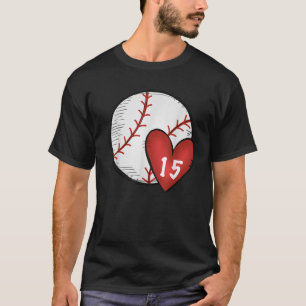 Camiseta Basebol Personalizado das Mulheres Mãe Número 15 C