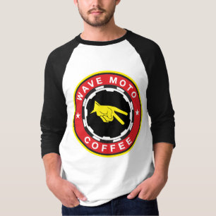 Camiseta Basebol T do café de Moto da onda - combustível 