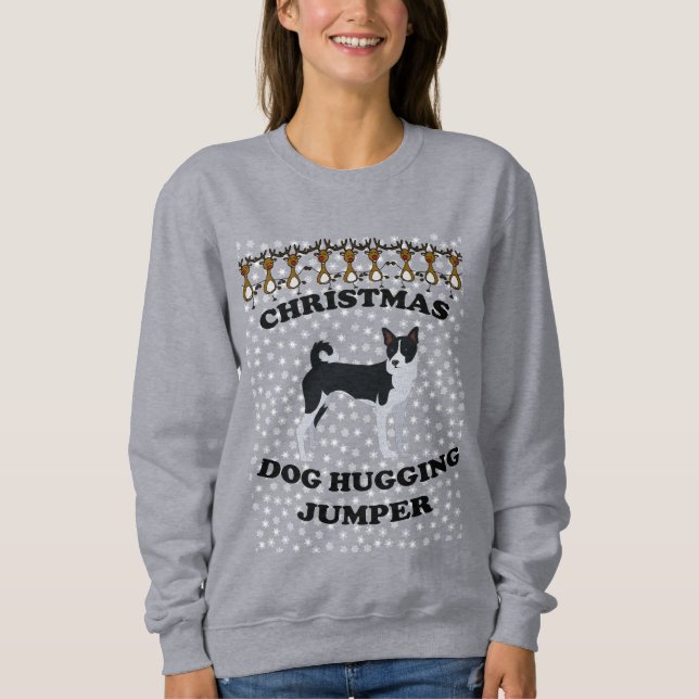 Camiseta Basenji Christmas Dog Hugging (Frente)