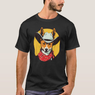 Camiseta Basenji Cowboy Cachorro Engraçado Oeste Selvagem