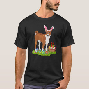 Camiseta Basenji Dog Easter Ovo Caça Coelhinha Basenji East