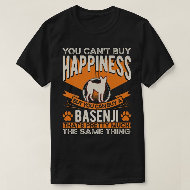 Camiseta Basenji Felicidade Congo Terrier Basenji Premium (Frente do Design)
