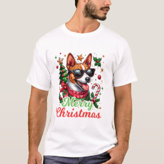 Camiseta Basenji Santa Hat Cheerful
