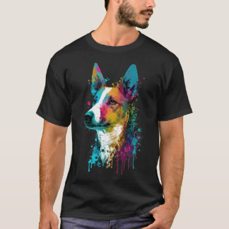 Camiseta Basenji - Splash de Tinta Néon de Grafite