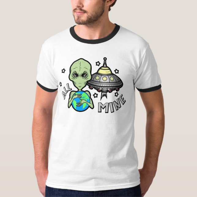 Camiseta Básica Alien All Mine Men's Ringer (Frente)