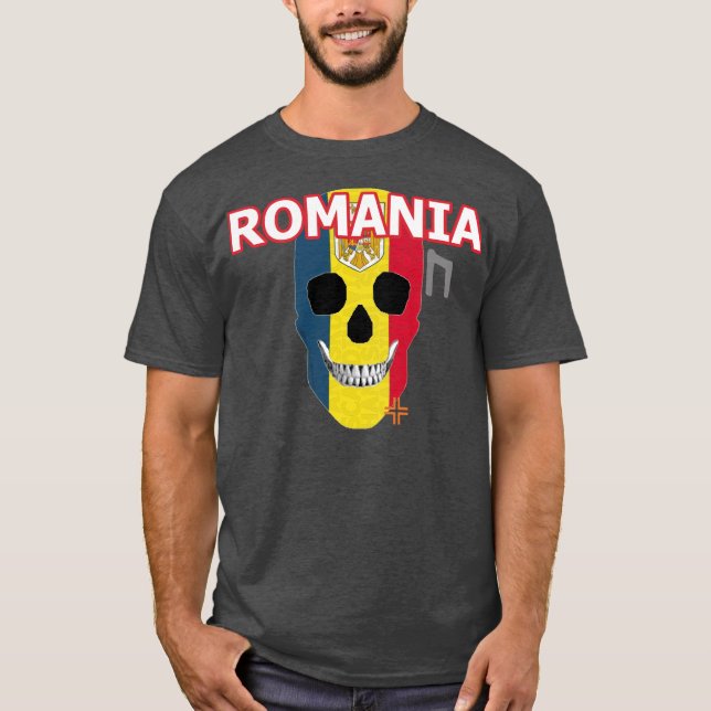 Camiseta básica B2 da HANDSKULL Romênia (Frente)