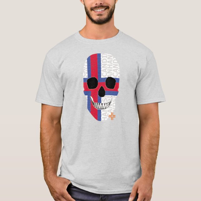 Camiseta básica B2 das Ilhas Faroé HANDSKULL (Frente)