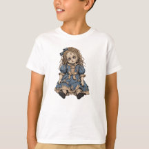 Camiseta Básica Boneca de Porcelana Assustadora Ra