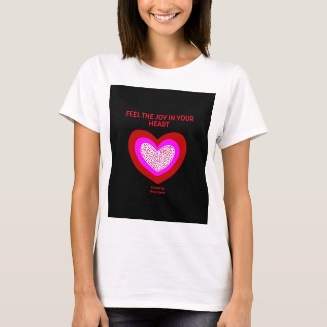 Camiseta Básica Branca de Mulheres Coração Alegre (Frente)