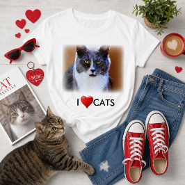 Camiseta Básica Branca Feminina Love Cats