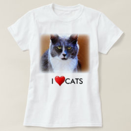 Camiseta Básica Branca Feminina Love Cats