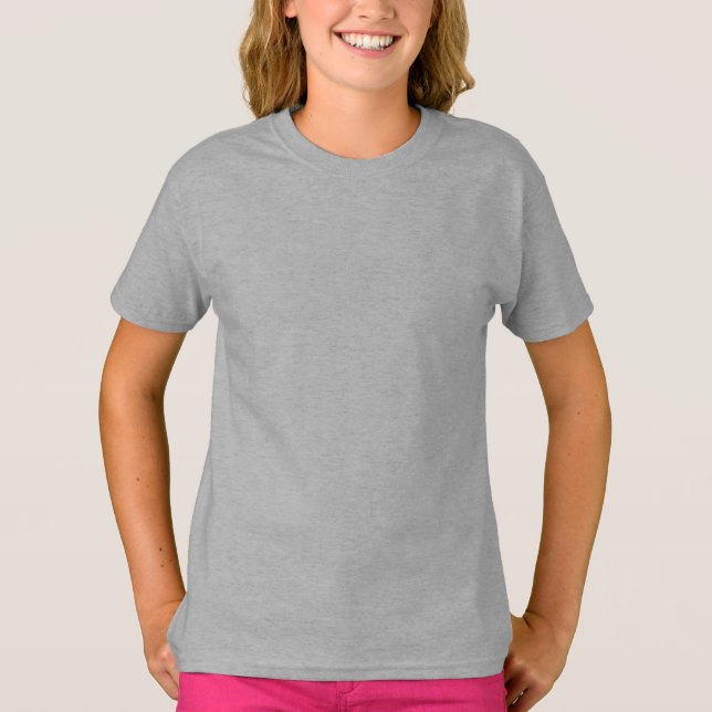 Camiseta Básica das Raparigas de cinza (Frente)
