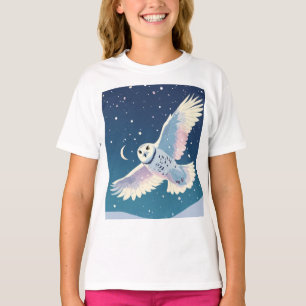 Camiseta Básica das Raparigas Pastel Galaxy Owl