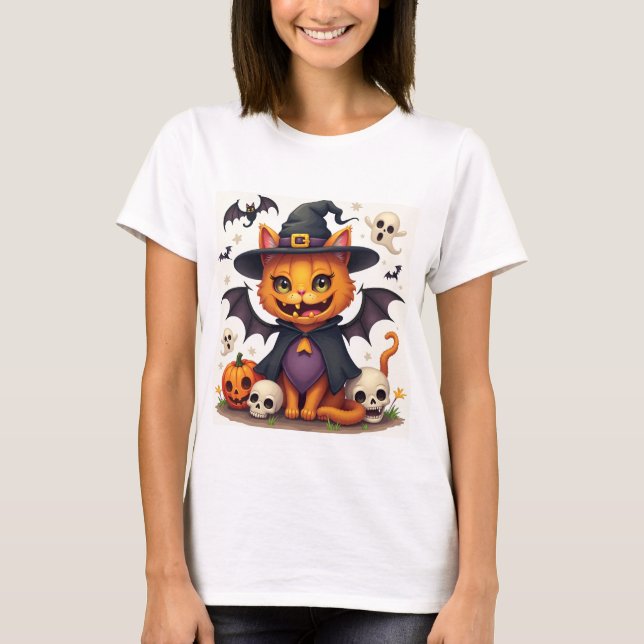 Camiseta básica de bruxas de Halloween (Frente)