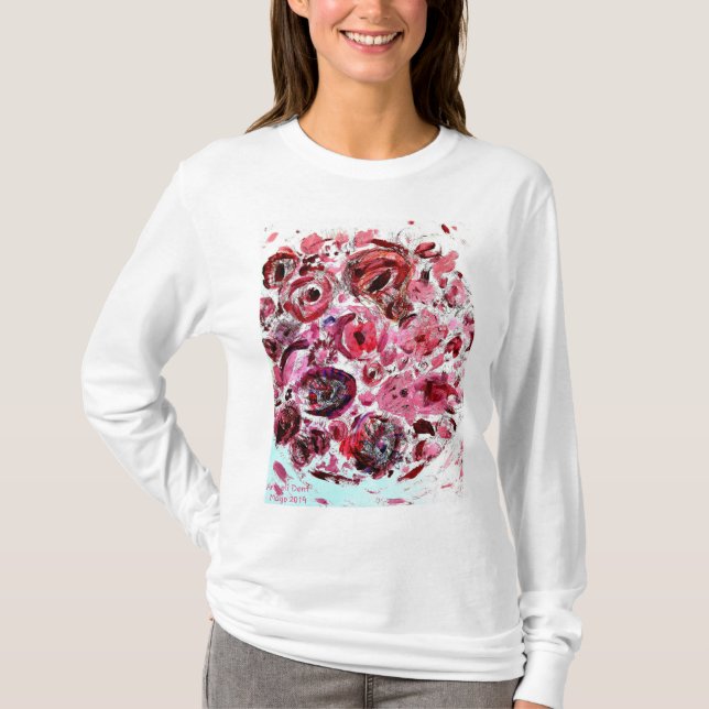 Camiseta básica de capa longa feminina apaixonada (Frente)