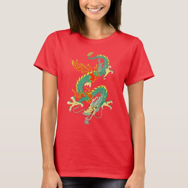 Camiseta Básica de Dragão Chinês (Frente)