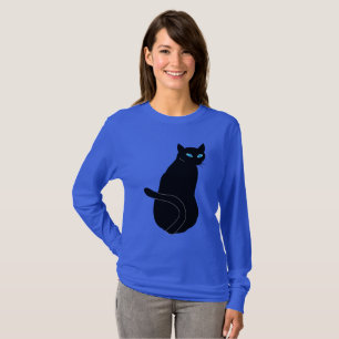 Camiseta básica de folhas longas - gato