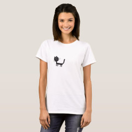 Camiseta básica de gata negra, branca