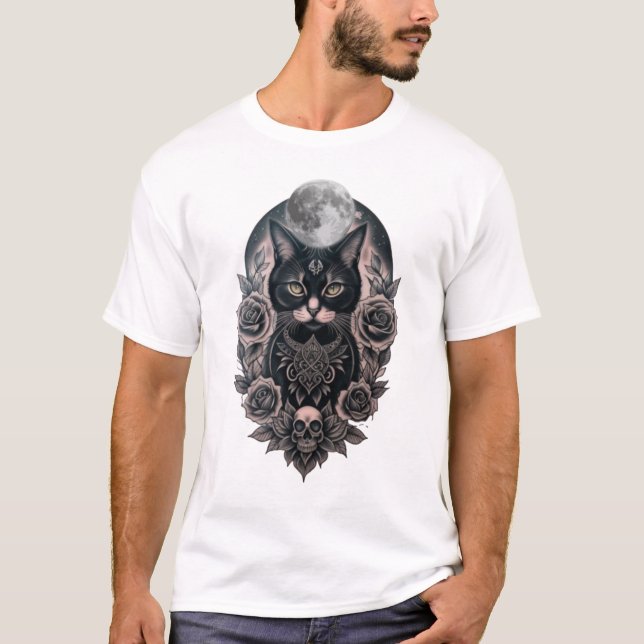 Camiseta Básica De Gato E Lua Masculina (Frente)