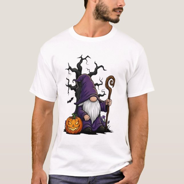 Camiseta Básica de Gnome de Halloween (Frente)