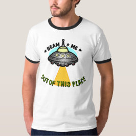 Camiseta Básica de Homem com Feixe de Nave Alieníg