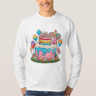 Camiseta Básica de Leve Longa de Homens de Bolo de