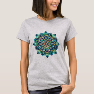 Camiseta Básica de Mandala Verde/Azul