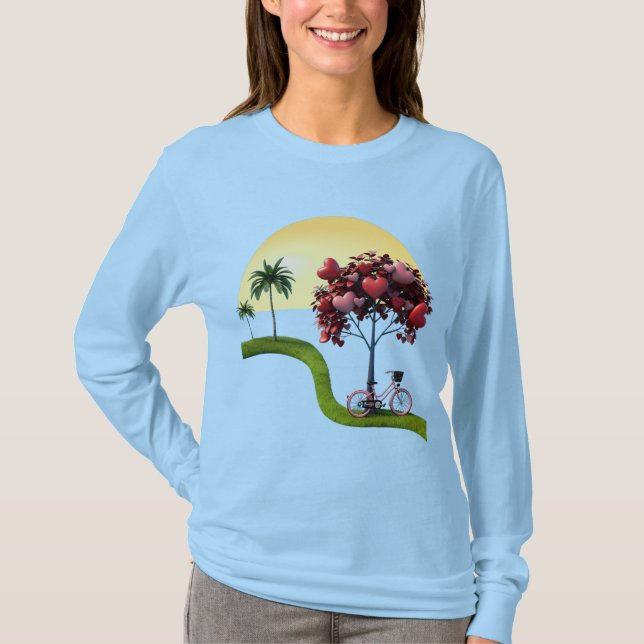 Camiseta Básica de Manga Longa de Arte Romântica d (Frente)