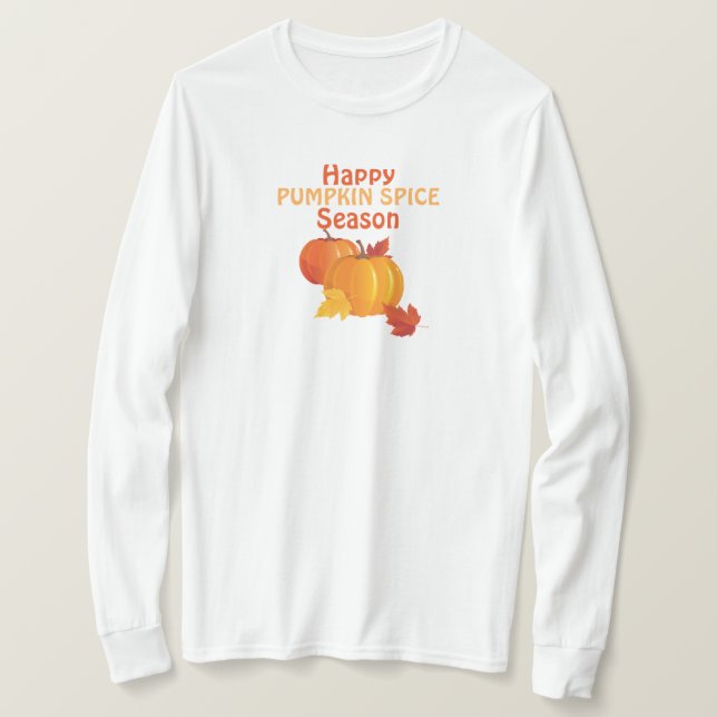 Camiseta Básica de Manga Longa Fall Pumpkin Spice (Frente do Design)