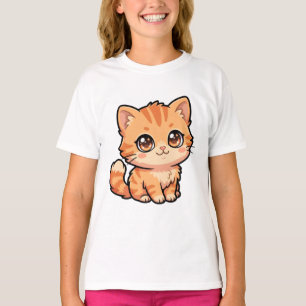 Camiseta Básica de Menina com Gatinho Malhado Lara