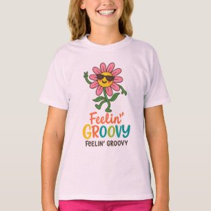 Camiseta Básica de Meninas com Flores Retro 'Feeli
