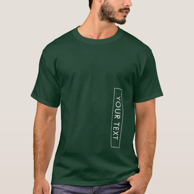Camiseta Básica de Mens Verde Floresta Profunda (Frente)