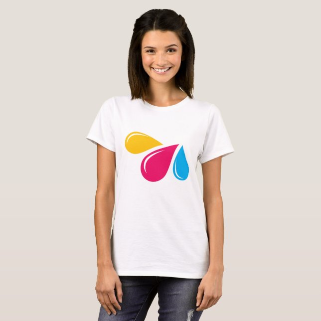 Camiseta Básica de Mulher Colorido (Frente Completa)