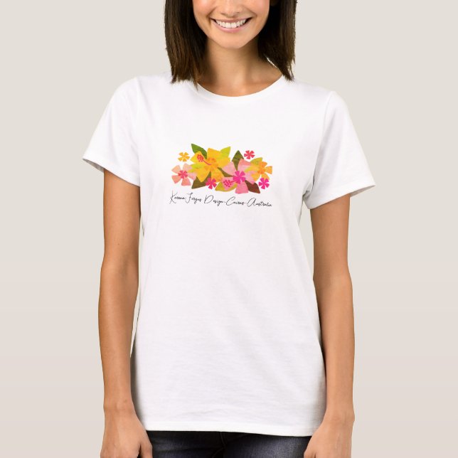 Camiseta básica de mulheres do Hibiscus Patch (Frente)