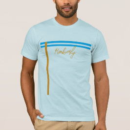 Camiseta Básica de Nome Personalizado Azul Céu Cla