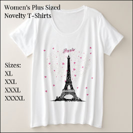 Camiseta básica de Paris, tamanho mais feminino