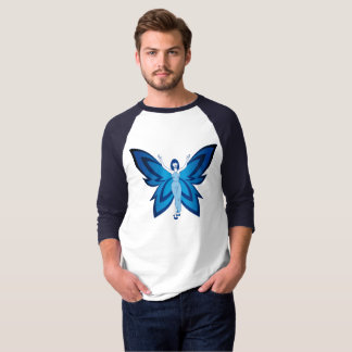 Camiseta básica de raglan, de 3/4 mangas, Blue Fae