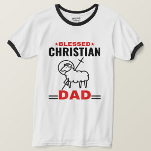 Camiseta Básica de Ringer de Pai Cristão Abençoado