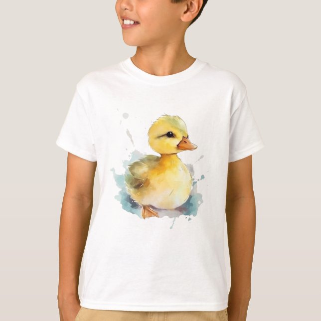 Camiseta Básica do Bebê Duck Watercolor Boy (Frente)