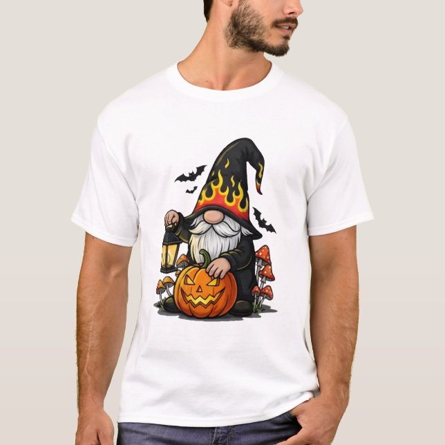 Camiseta Básica do Gnome de Halloween (Frente)