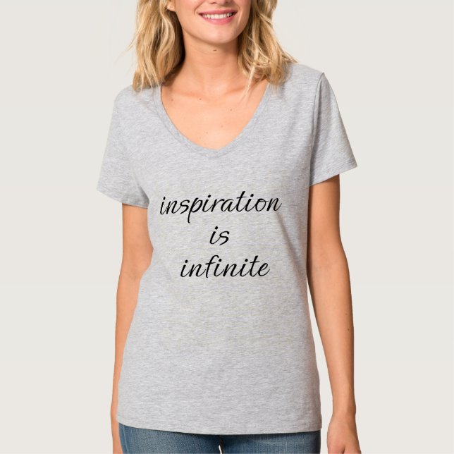 Camiseta básica do pescoço-V das mulheres Inspirat (Frente)