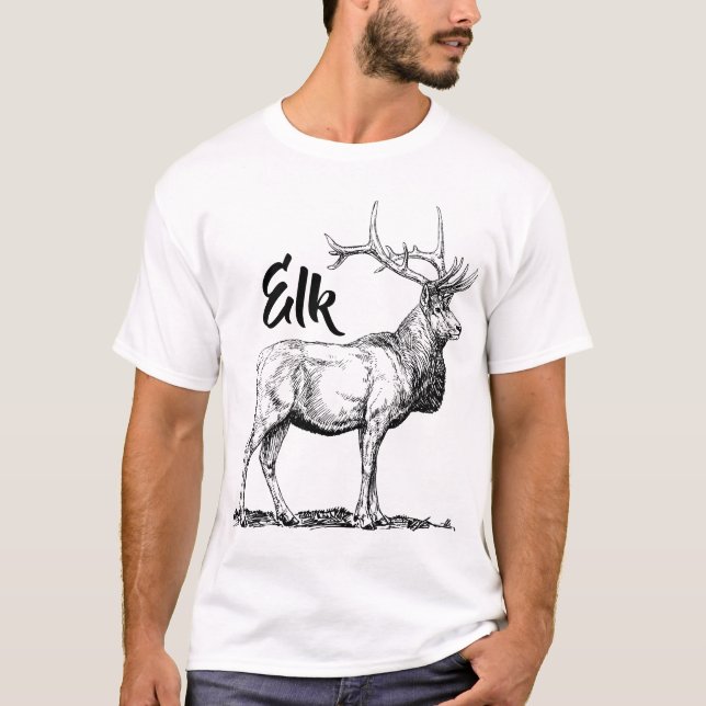 Camiseta Básica dos Homens do Elk Impressão (Frente)