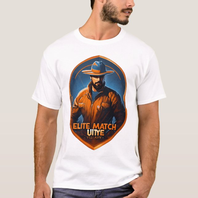 Camiseta Básica Escura com Design Digital Colorido (Frente)