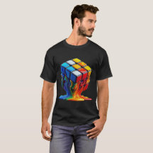 Camiseta Básica Escura do Cubo Mágico Derretendo