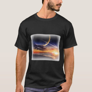 Camiseta Básica Escura Horizonte do Planeta Cósmic