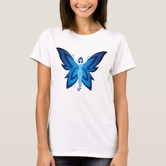 Camiseta básica feminina Blue Faery (Frente)
