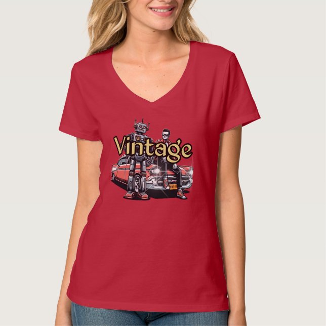 Camiseta Básica Feminina com Decote em V (Frente)