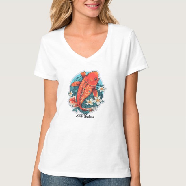 Camiseta Básica Feminina com Decote em V (Frente)
