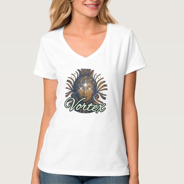 Camiseta Básica Feminina com Decote em V (Frente)