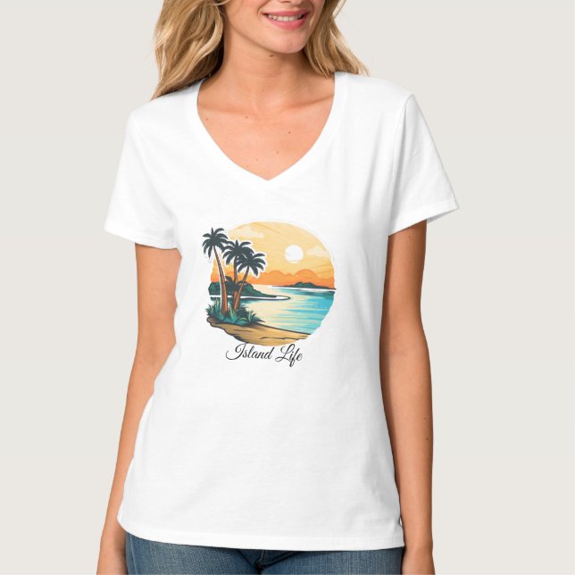 Camiseta Básica Feminina com Decote em V (Frente)
